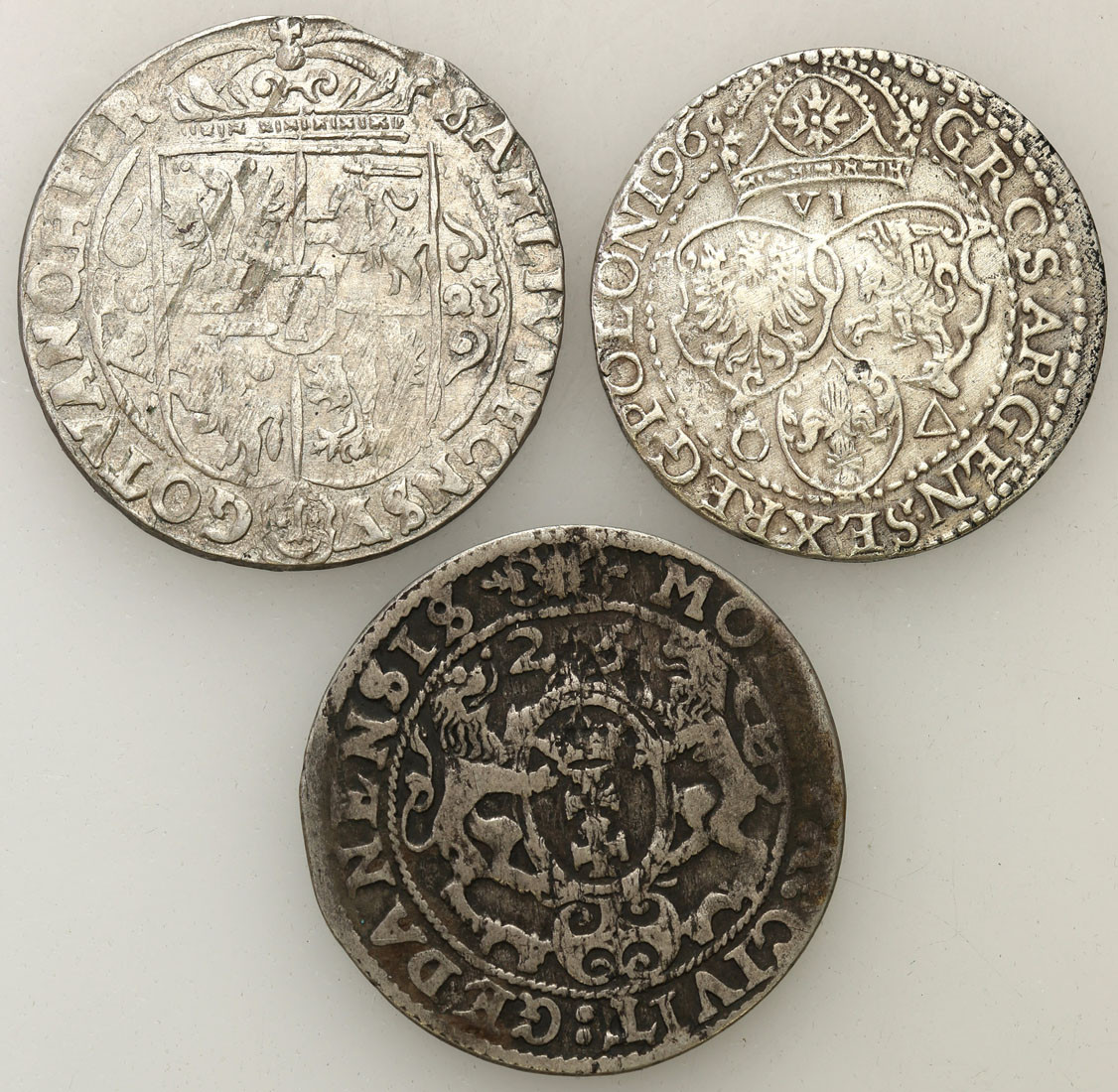 Zygmunt III Waza. Ort 1625, Gdańsk, ort 1623 Bydgoszcz, szóstak 1596, Malbork